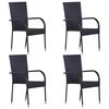 vidaXL 5 Piece Garden Dining Set Black Poly Rattan