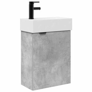 vidaXL Bathroom Vanity Unit with Tap Concrete Grey 45.5 x 22.5 x 84 cm