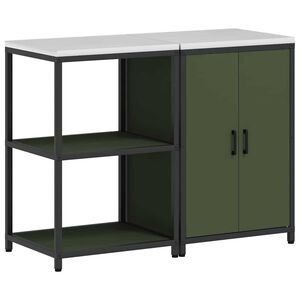 vidaXL Kitchen Storage Set 2 pcs Olive Green Cold-rolled Steel