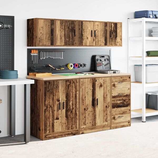 vidaXL Garage Wall Cabinet Old Wood Engineered Wood