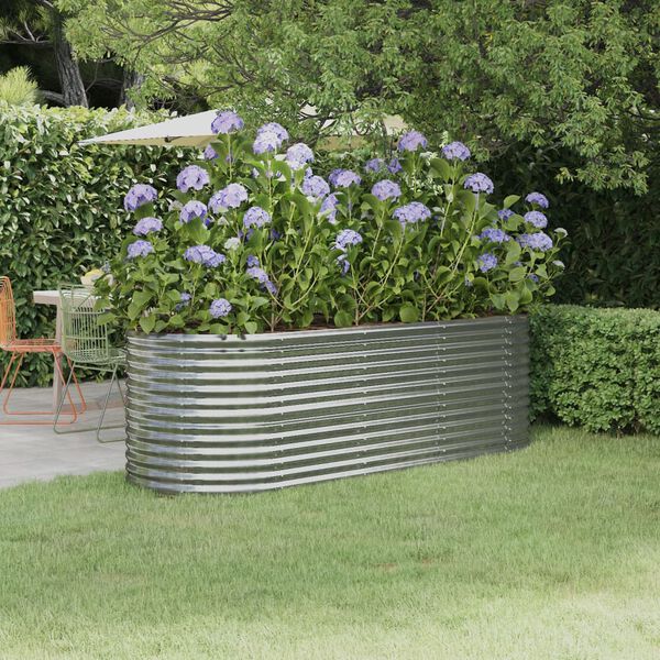 vidaXL Garden Raised Bed Galvanised Steel 224x80x68 cm Silver