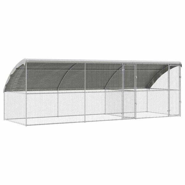 vidaXL Chicken Cage 3 pcs Silver 600 x 200 x 198.5 cm Galvanised Steel