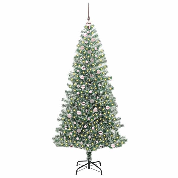 vidaXL Artificial Christmas Tree Snow Flocked with LED Light 240 cm