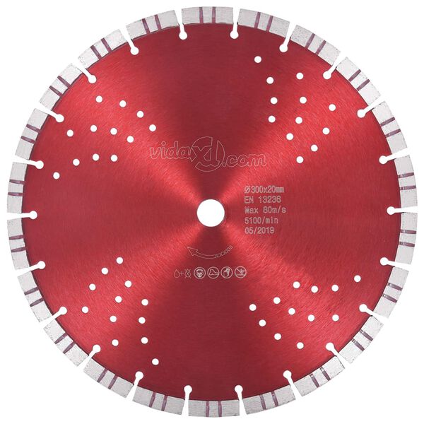 vidaXL Diamond Cutting Disc with Turbo and Holes Steel 300 mm