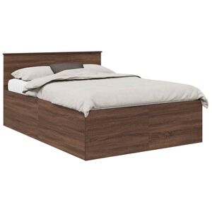 vidaXL Bed Frame with Headboard Brown Oak 150 x 200 cm Engineered Wood