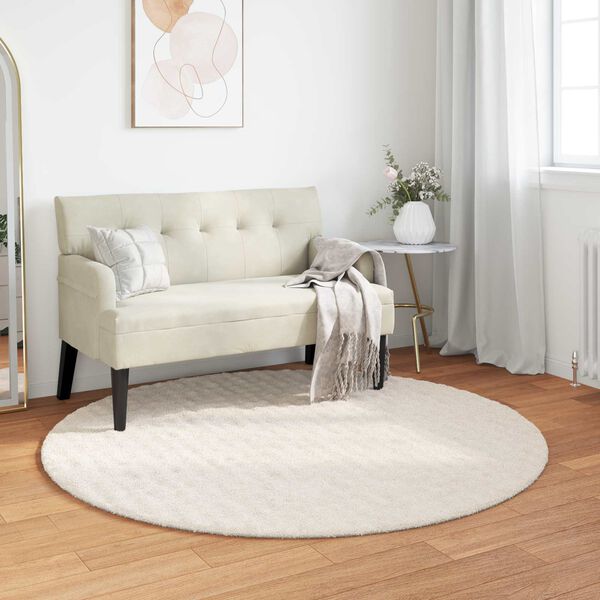 vidaXL Area Rugs Round HUARTE Cream &Oslash; 200 CM Polyester