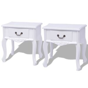 vidaXL Bedside Cabinet | Set of 2 | White | MDF | Small | Bedside Cabinet