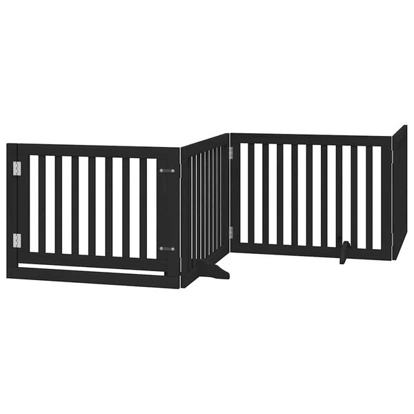 vidaXL Dog Gate with Door Foldable 10 Panels Black 800 cm Poplar Wood