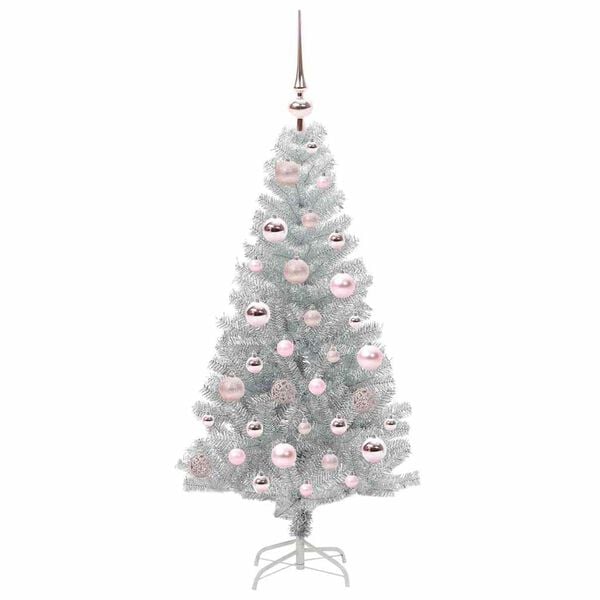 vidaXL Christmas Tree with 150 LEDs with Stand Silver 120 cm PET
