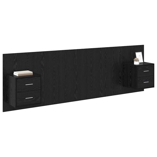 vidaXL Headboard with Cabinet 3 pcs Black Oak Engineered Wood