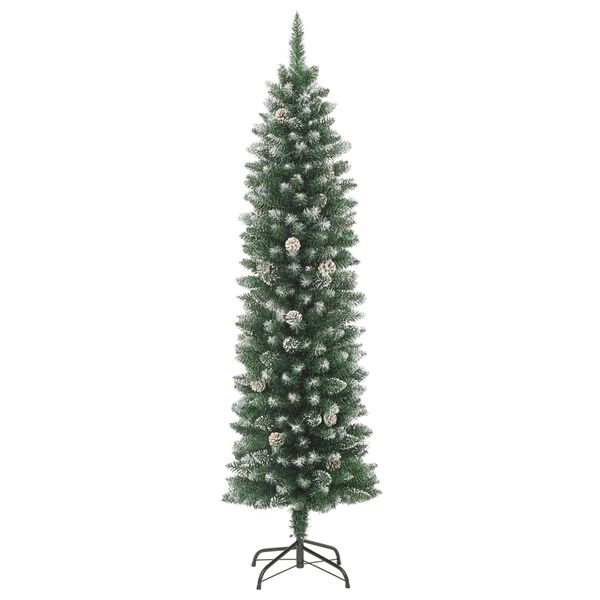 vidaXL Artificial Slim Christmas Tree with Stand 210 cm PVC