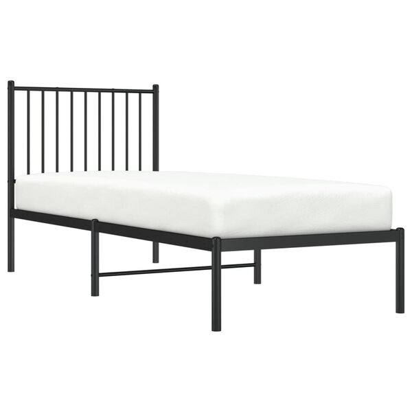vidaXL Metal Bed Frame without Mattress with Headboard Black 75x190cm
