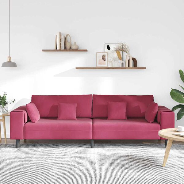 vidaXL Sofa with Cushion Wine Red 250 x 77 x 76 cm Velvet