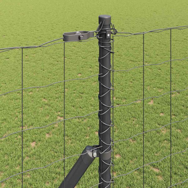 vidaXL Fence with Post Grey 1.6 x 10 m Steel and PVC
