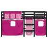 vidaXL Kids' Loft Bed with Curtains without Mattress Pink 80x200 cm