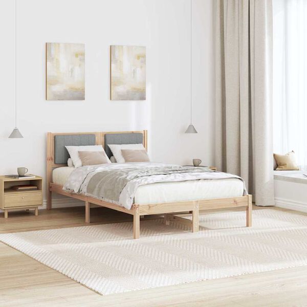 vidaXL Bed Frame with Upholstered Headboard Light Grey 120 x 200 cm