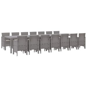 vidaXL Garden Dining Set with Cushions 15 pcs Light Grey PP