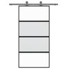 vidaXL Sliding Door Black 102.5x205 cm Tempered Glass and Aluminium