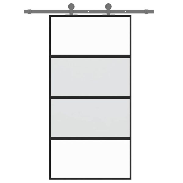 vidaXL Sliding Door Black 102.5x205 cm Tempered Glass and Aluminium