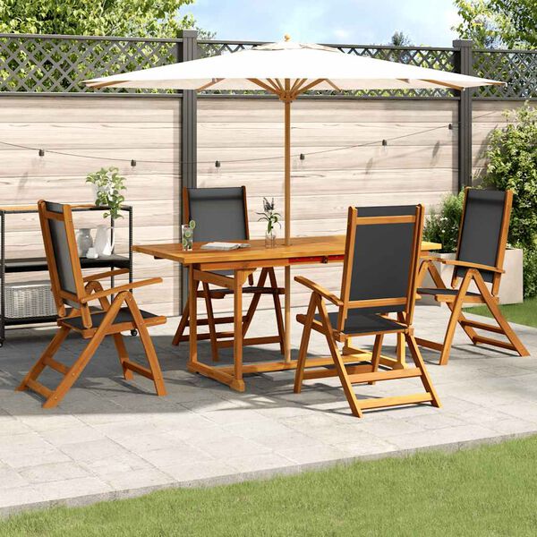 vidaXL 5 Piece Garden Dining Set Solid Wood Acacia and Textilene