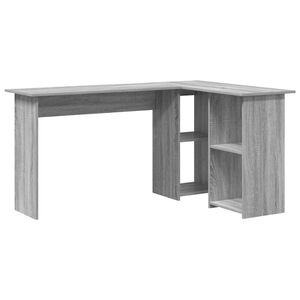 vidaXL Desk Grey Sonoma 142 x 102 x 73 cm Engineered Wood