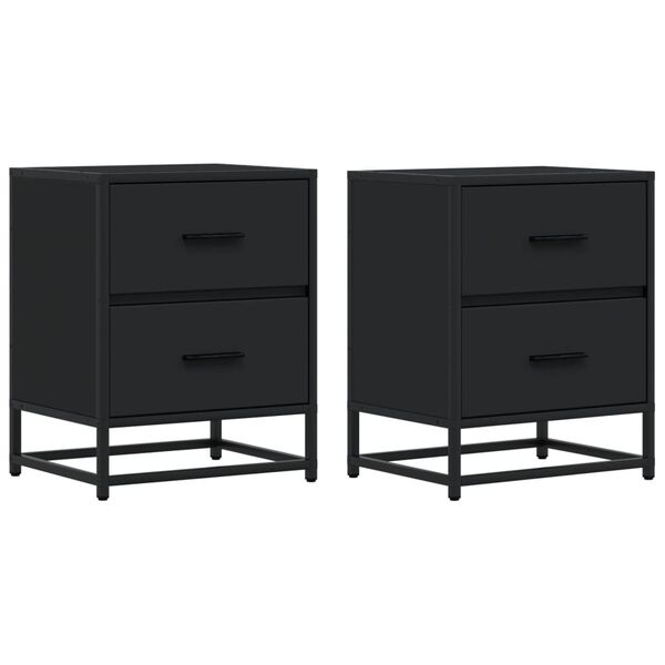 vidaXL Bedside Cabinets 2 pcs Black 40x31x50 cm Engineered Wood