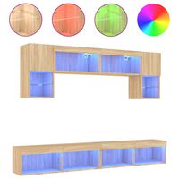 vidaXL 6 Piece TV Wall Units with LED Sonoma Oak Engineered Wood