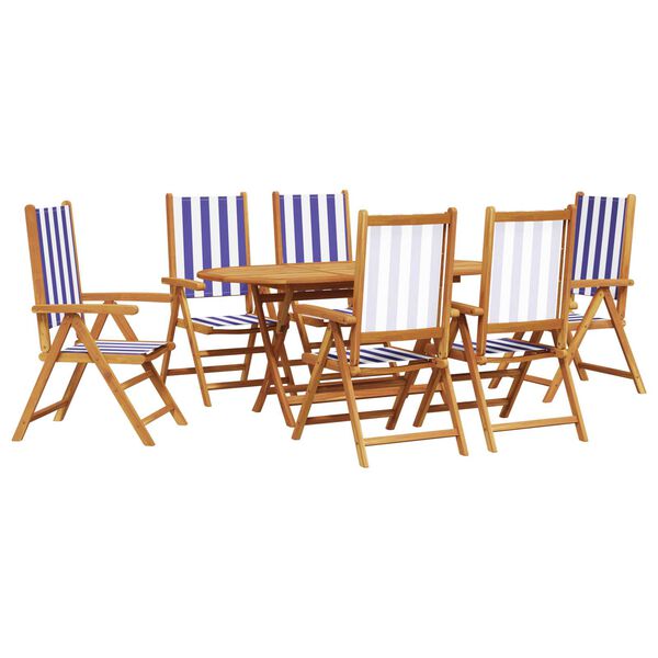 vidaXL Garden Dining Set 7 pcs Blue and white Solid acacia wood