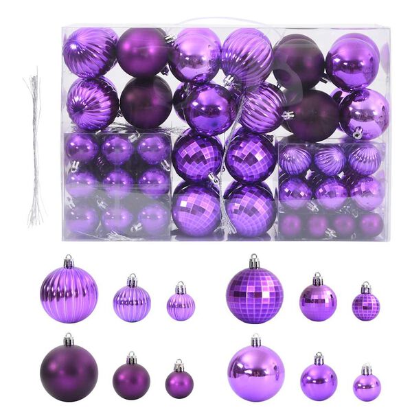 vidaXL Christmas Baubles 100 pcs Lila &Oslash;3/4/6 cm