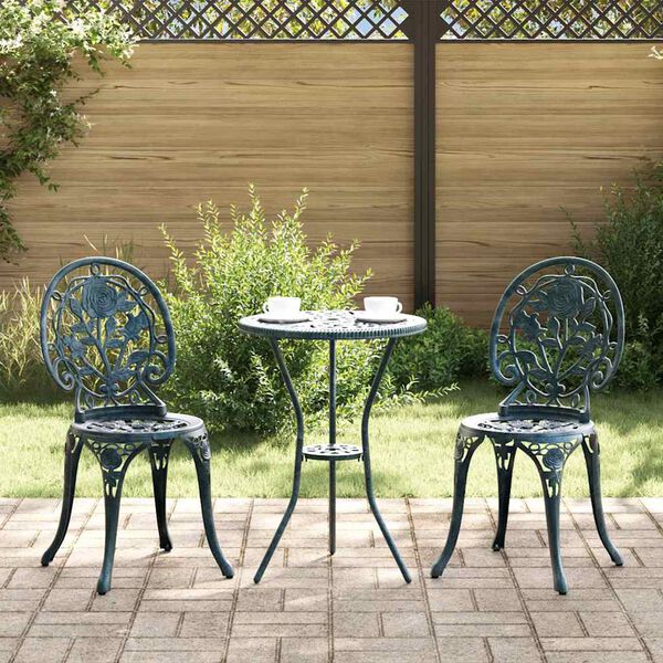 vidaXL Garden Bistro Set 3 pcs Green Aluminium