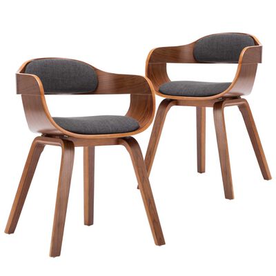 vidaXL Dining Chairs 2 pcs Dark Grey Fabric and Bentwood