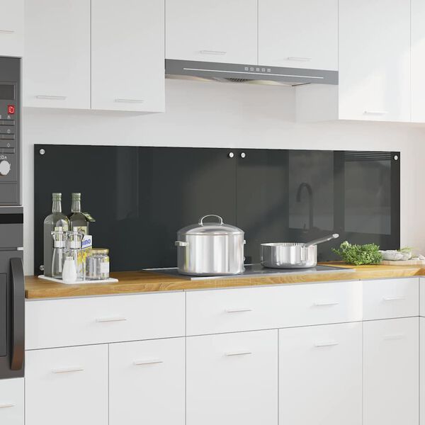 vidaXL Kitchen Backsplash 2 pcs Dark Grey 90 x 50 cm Tempered Glass