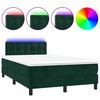 vidaXL Box Spring Bed with Mattress&LED Dark Green 120x200cm Velvet