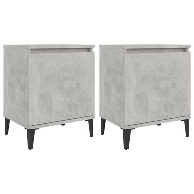 vidaXL Bed Cabinets with Metal Legs Concrete Grey 40x30x50 cm
