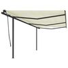 vidaXL Manual Retractable Awning with Posts 6x3.5 m Cream