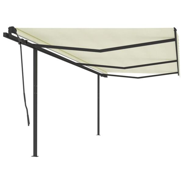 vidaXL Manual Retractable Awning with Posts 6x3.5 m Cream
