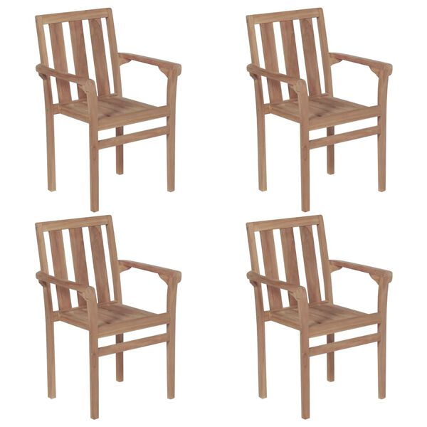 vidaXL Stackable Garden Chairs 4 pcs Solid Teak Wood