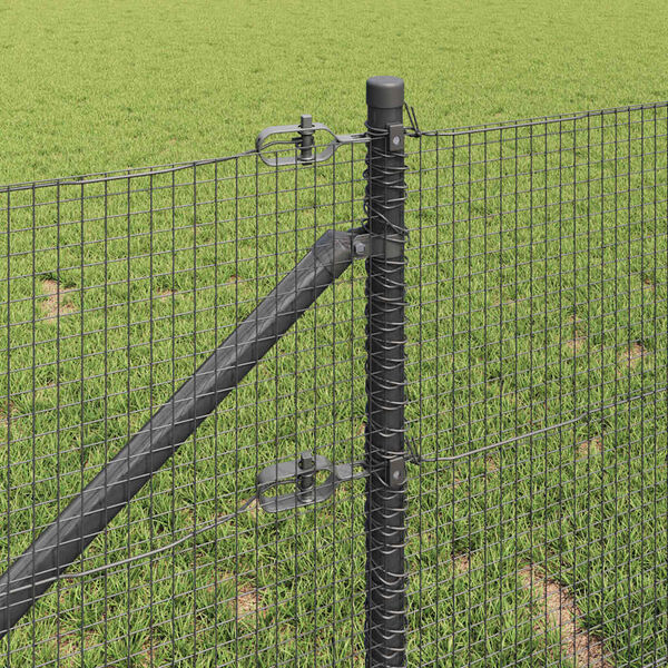 vidaXL Fence Post Grey 100 x 0.8 m (16 x 16 mm mesh) Steel and PVC