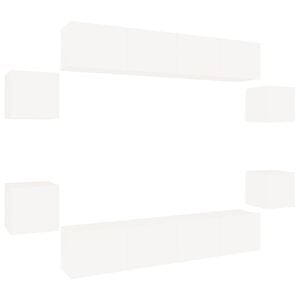 vidaXL 8 Piece TV Cabinet Set White Engineered Wood