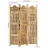 vidaXL Hand carved 3-Panel Room Divider 120x165 cm Solid Mango Wood