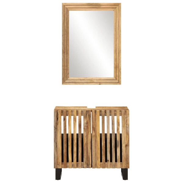 vidaXL 2 Piece Bathroom Furniture Set Solid Wood Rough Mango