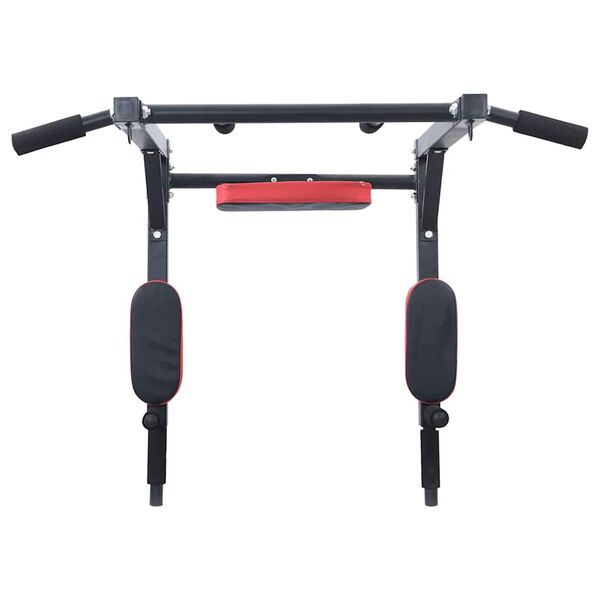 VidaXL Pull Up Bar Dip Station Black and Red 89 x 59 x 70 cm