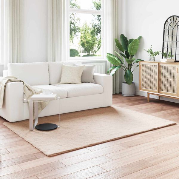 vidaXL Faux Rabbit Fur Rug Olite Taupe 140 x 200 cm Polyester