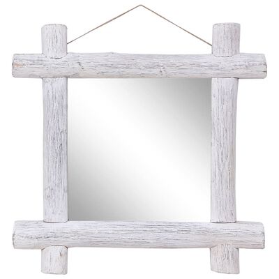 vidaXL Log Mirror White 70x70 cm Solid Reclaimed Wood