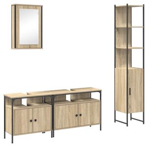 vidaXL Bathroom Furniture Set 4 pcs Sonoma Oak Engineered Wood