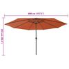 vidaXL Garden Parasol with LED Lights 400 cm Terracotta