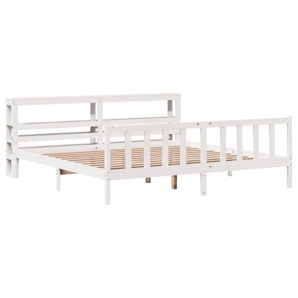 vidaXL Bed Frame without Mattress White 200x200 cm Solid Wood Pine