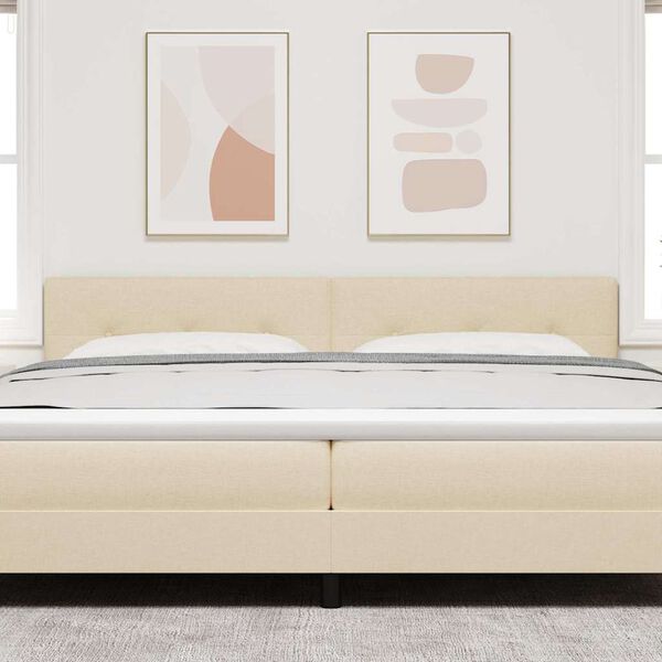 vidaXL LED Headboard with LED Strip Lights Cream 200 cm Polyester