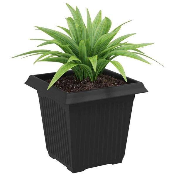 vidaXL Square Flower Pot 6 pcs Black 16 x 16 x 14 cm Plastic