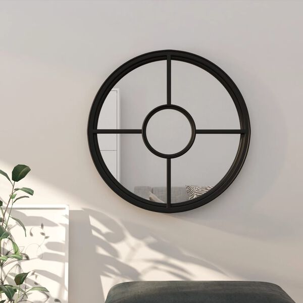 vidaXL Mirror Black 40x4 cm Iron Round for Indoor Use